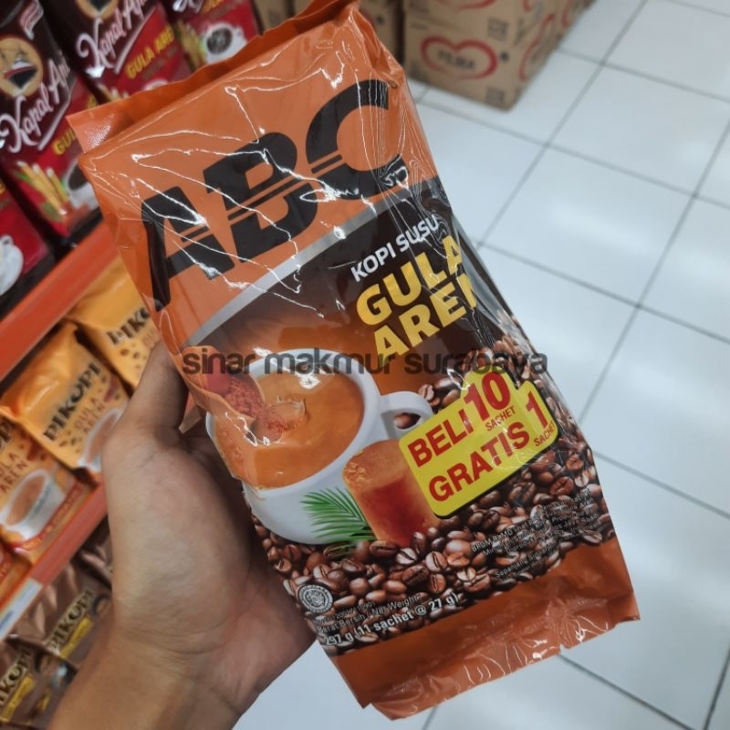 

ABC Kopi susu Gula Aren kemasan sachet isi 10 GRATIS 1 / Kopi susu Gula Aren isi 11