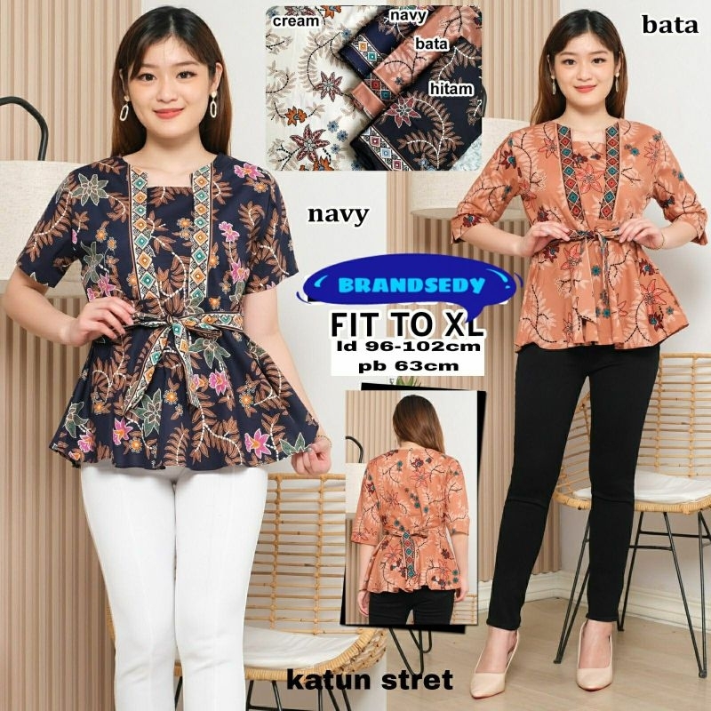 BLOUSE WANITA BATIK / KEMEJA KANTOR LENGAN PENDEK FASHION FIT TO XL
