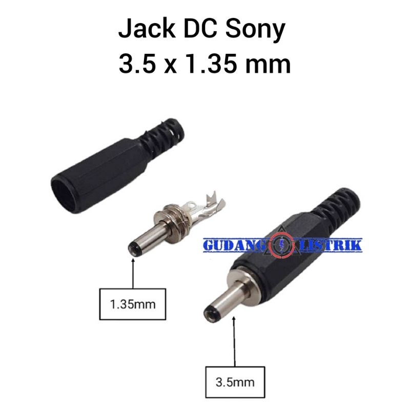 Kepala Jack DC Adaptor Sony 3.5 x 1.35mm Kecil Untuk Senter Kepala Speaker