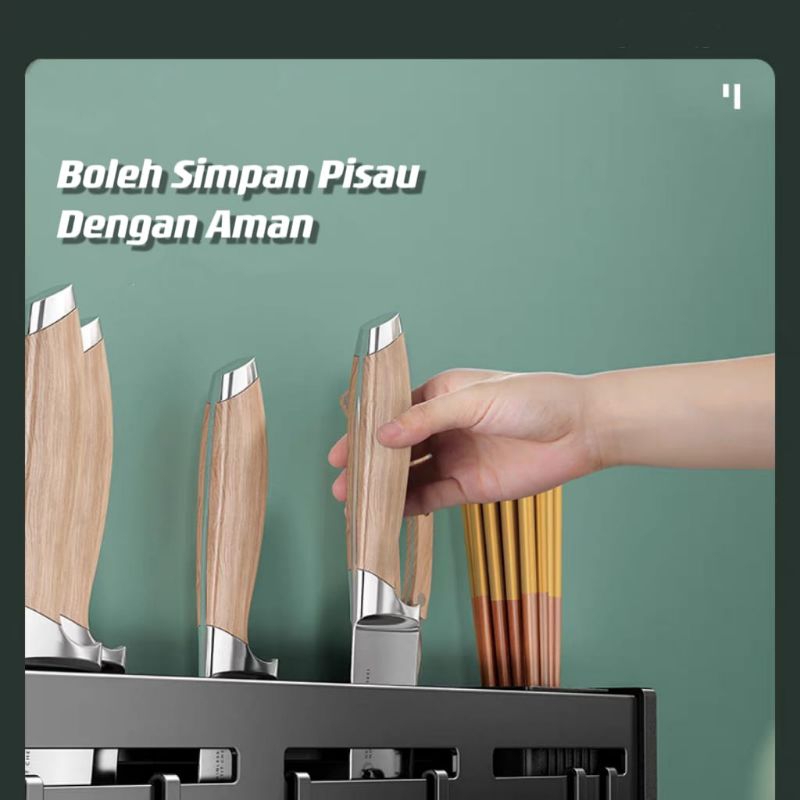 Rak Gantung Dinding Dapur Pisau Stainless Steel⭐Super8⭐