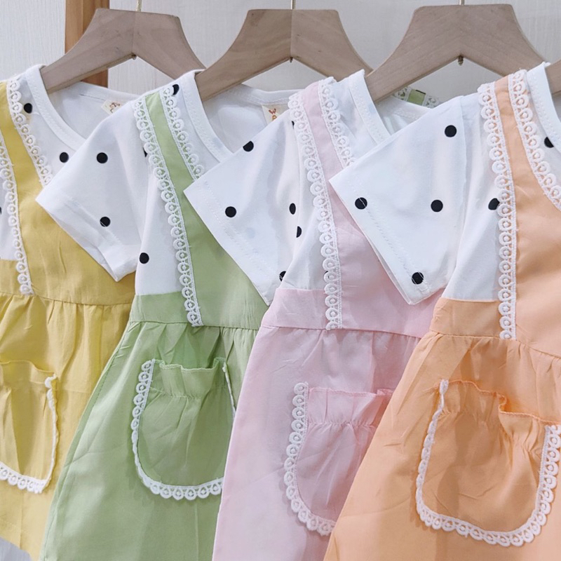 Dress anak cewek 6 Bulan-1 Tahun / Baju anak perempuan / Dress polka you ear pocket / Grosir baju anak import
