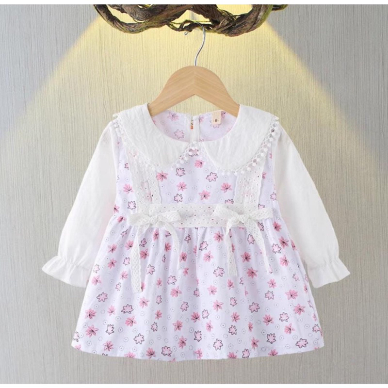Dress anak cewek 6 Bulan-1 Tahun / Pakaian dress bayi perempuan / Dress starlight funny renda / Grosir baju anak import