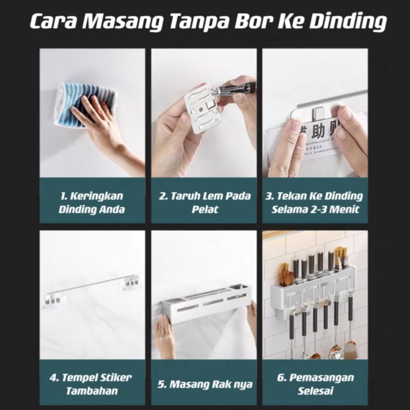 Rak Dapur Dinding Stainless 40 cm Tempat Pisau Spatula Sendok Set Alat Serbaguna 40 cm⭐ Toko13 ⭐