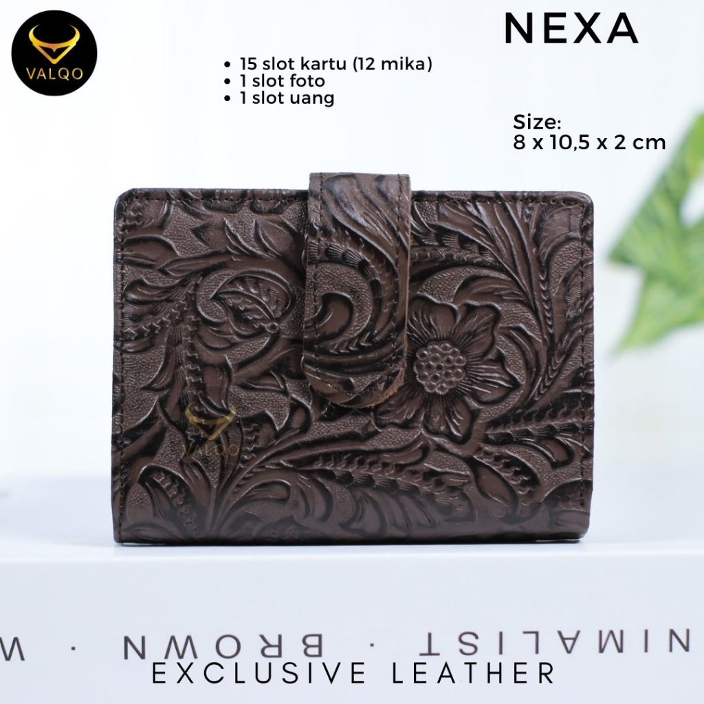 [VALQO] NEXA Motif Dompet kartu Kulit sapi Wanita Pria Dompet kecil Dompet Mini