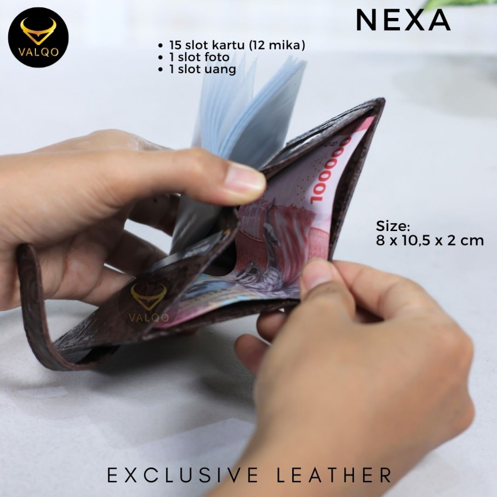 [VALQO] NEXA Motif Dompet kartu Kulit sapi Wanita Pria Dompet kecil Dompet Mini