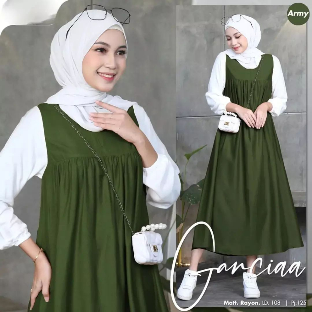 Baju Gamis Wanita Terbaru Livy Dress Gamis Remaja Kekinian Korean Style Sleting Belakang Stwo