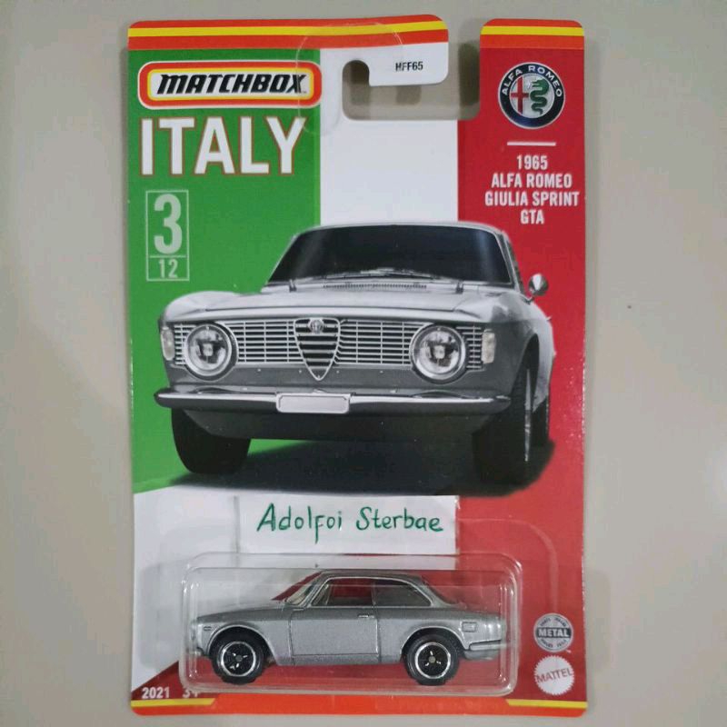 matchbox 1965 alfa romeo giulia sprint gta edisi italy 3/12