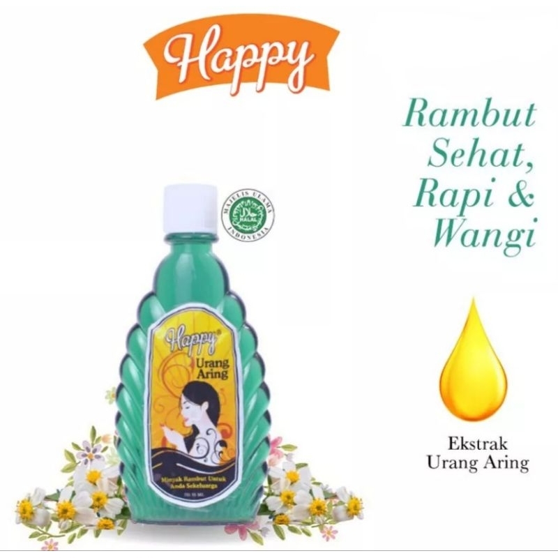 Minyak Urang Aring Happy 90ml &amp; 55ml~Minyak Rambut Urang Aring Happy