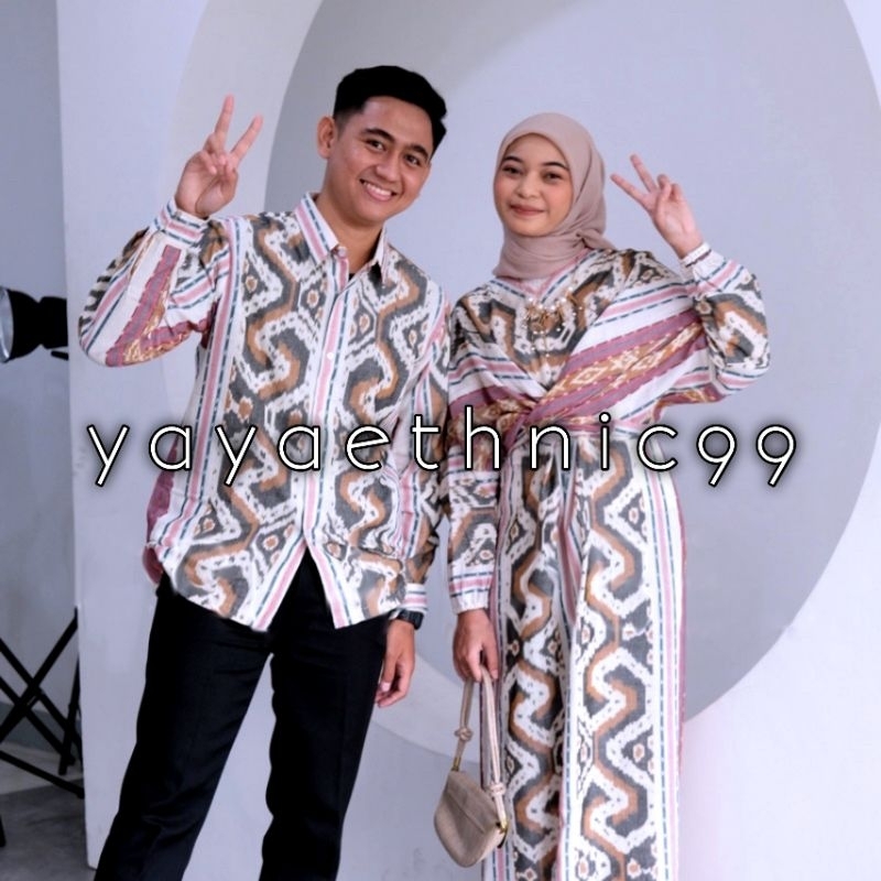 Set couple ethnic tenun, baju tenun troso, kemeja tenun troso, dress tenun, dress wanita, set couple baju prewed