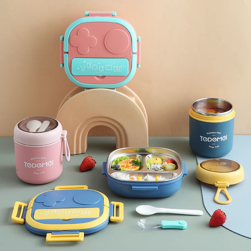 Kotak Makan Anak Stainless 304 Kids Lunch Box Set Premium Rantang Makan Kotak Makan Siang Bento