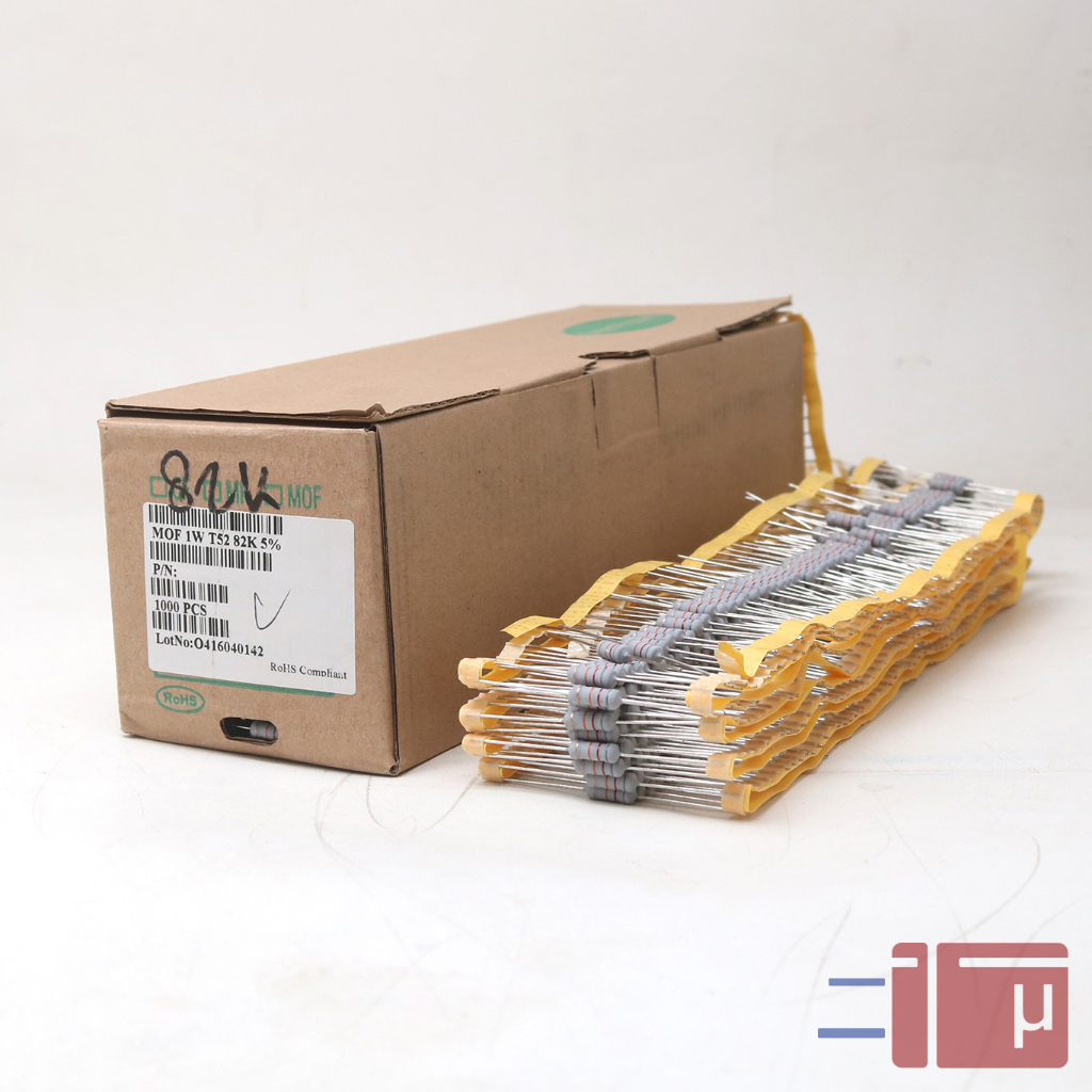 x10 Resistor 82K 1W Metal Oxide 5% Taiwan Kaki Tembaga