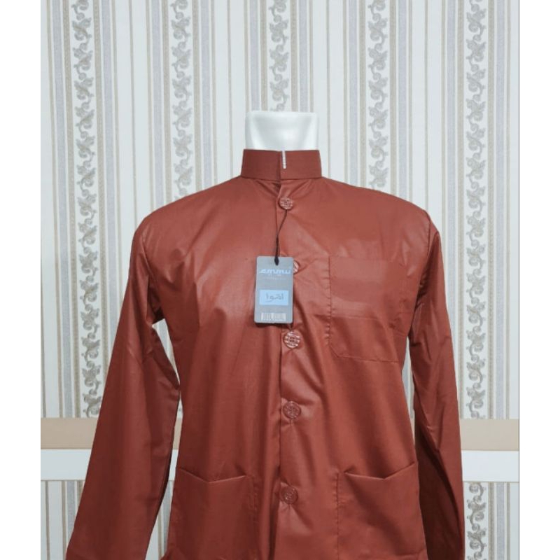 KOKO AMMU COLLECTION KHUSUS WARNA MERAH BATA ORIGINAL 100% ATASAN PRIA TAQWA SANTRI HAIBAH TERMURAH 