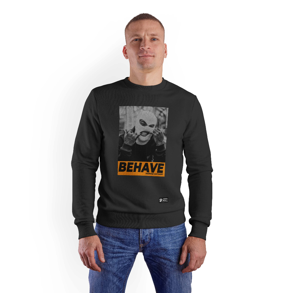 DEZIROSE Sweater Crewneck Behave Pria &amp; Wanita Distro Fleece Tebal Premium Size M-XXL