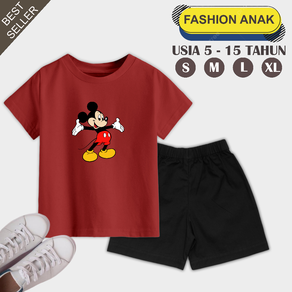 Setelan Anak Unisex Usia 5-15 Tahun Motif Karakter