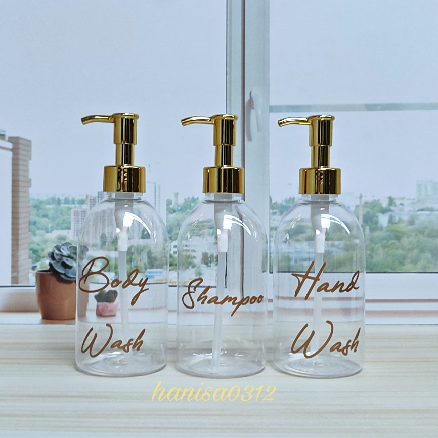 Botol Sabun Cair Aesthetic Gold Luxury 250ml / Botol Pump 250ml Clear Oval Lucu Elegant