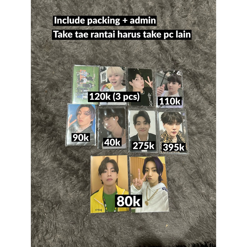 Photocard Taehyung Yoongi Jungkook ITS Butter Album Rabtai Memories Bluray