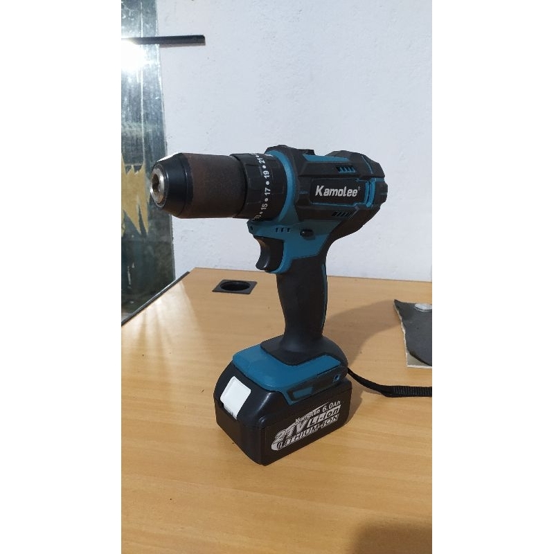 Bor Cordless Kamolee batre gede komplit Bekas 1 bulan