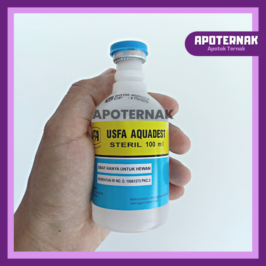 USFA AQUADEST 100 ml | Aquades Air Streril | Cairan Pelarut Vaksin atau Obat Bubuk | Cairan Pencuci Spuit