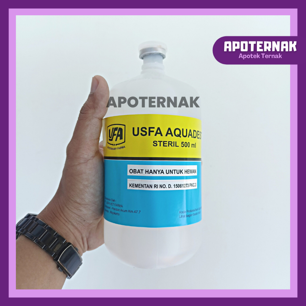 USFA AQUADEST 500 ml | Aquades Air Streril | Cairan Pelarut Vaksin atau Obat Bubuk | Cairan Pencuci Spuit