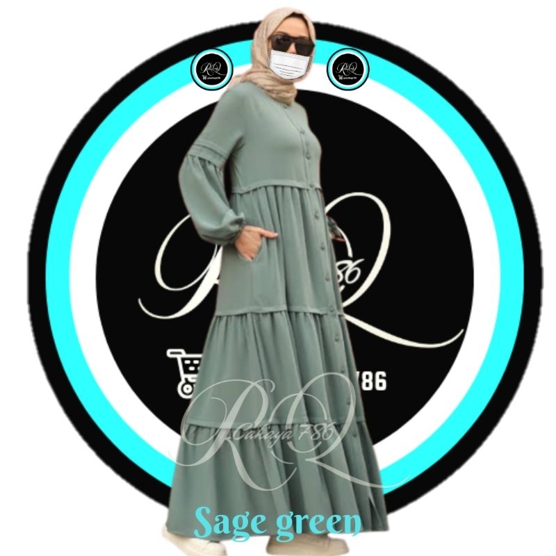 Gamis Dress ARISA Maxi Busui Trendy Gamis Elegant Kancing Busana Wanita Pesta Cantik Ootd Kondangan