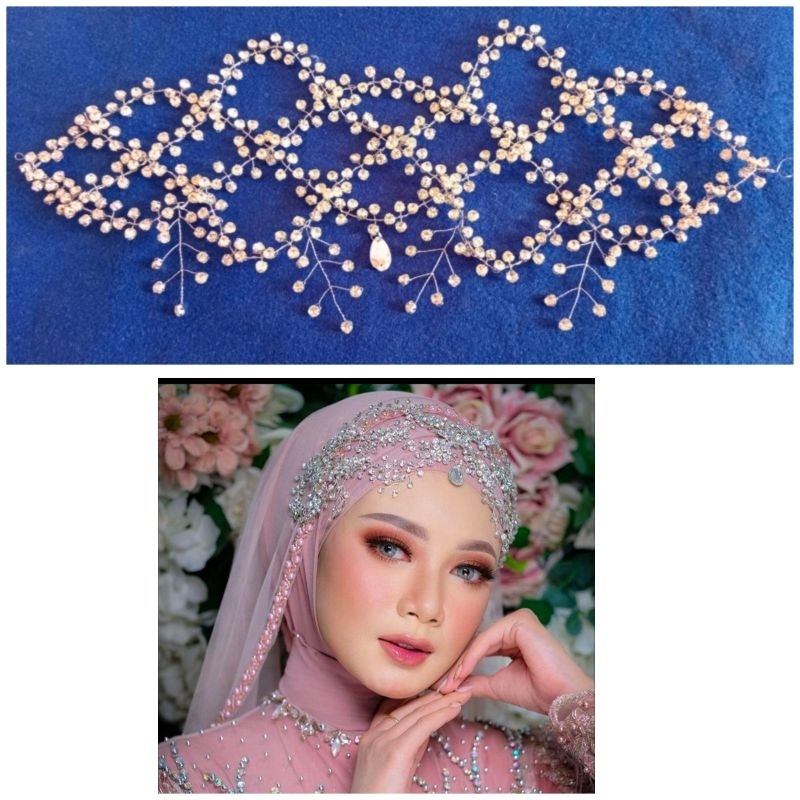 Hairpiece permata bindi, Headpiece Wedding Premium, Crown Mata, Hiasan Rambut Pengantin Viral Terlaris Alifia