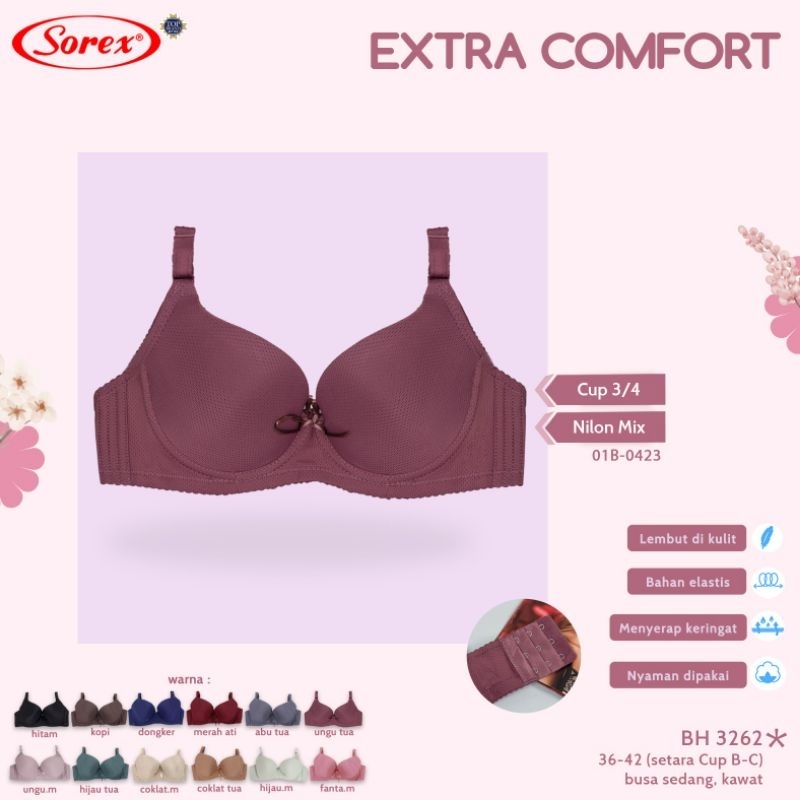 Bra Sorex 3262 uk. 36-42 kawat, Extra confort cup C kait 3