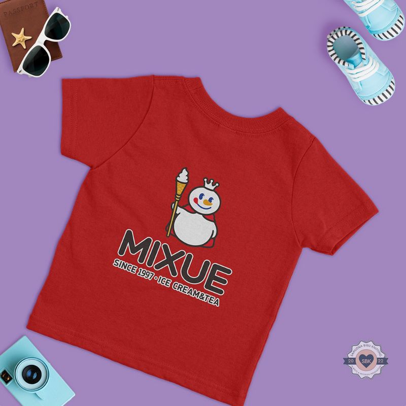 MIXUE Kaos Anak Bahan Katun Combed 30 S Sablon DTF Mixue Lucu