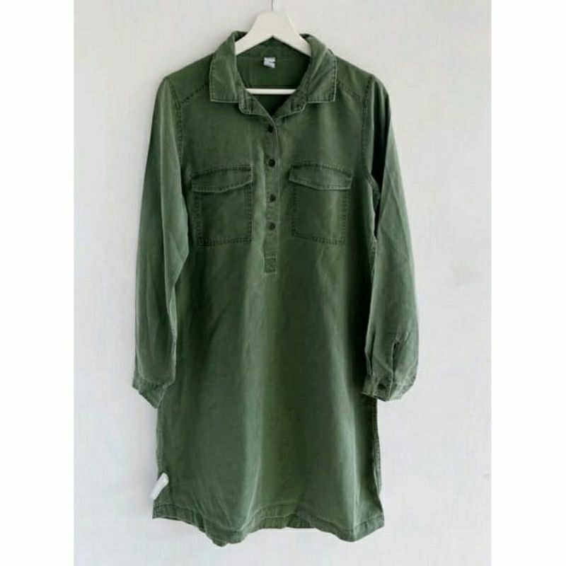 Old Navy Tencel Wash Long Sleeve Shirt Dress