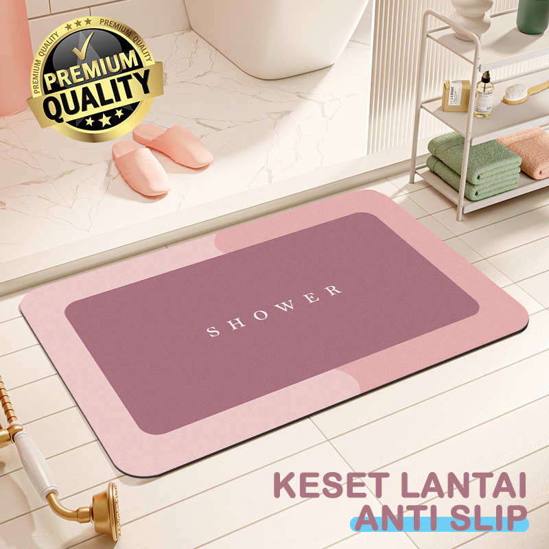 Keset lantai Kamar Mandi Ukuran 40cm x 60cm Bahan Tufted Nylon minimalis Tebal Dan Menyerap air - D3A3