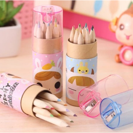 

dhio2 - Pensil Warna 12in1 + Serutan Karakter Kemasan Tabung / Color Pencils Set 12 Warna Alat Menggambar Dan Mewarnai Pencil Colours Coloring Gambar Hadiah Kado Ulang Tahun Anak Unik Lucu Souvenir Goody Bag
