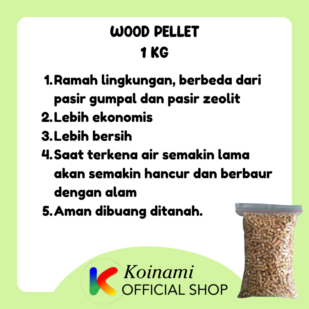 WOOD PELLET 1kg / ALAS KANDANG tempat pup / kucing  hamster kelinci rabbit reftile marmut