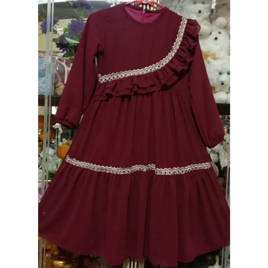 Dress ceruttibabydoll anak  usia 4/5 th model SD { serong dada} terbaru