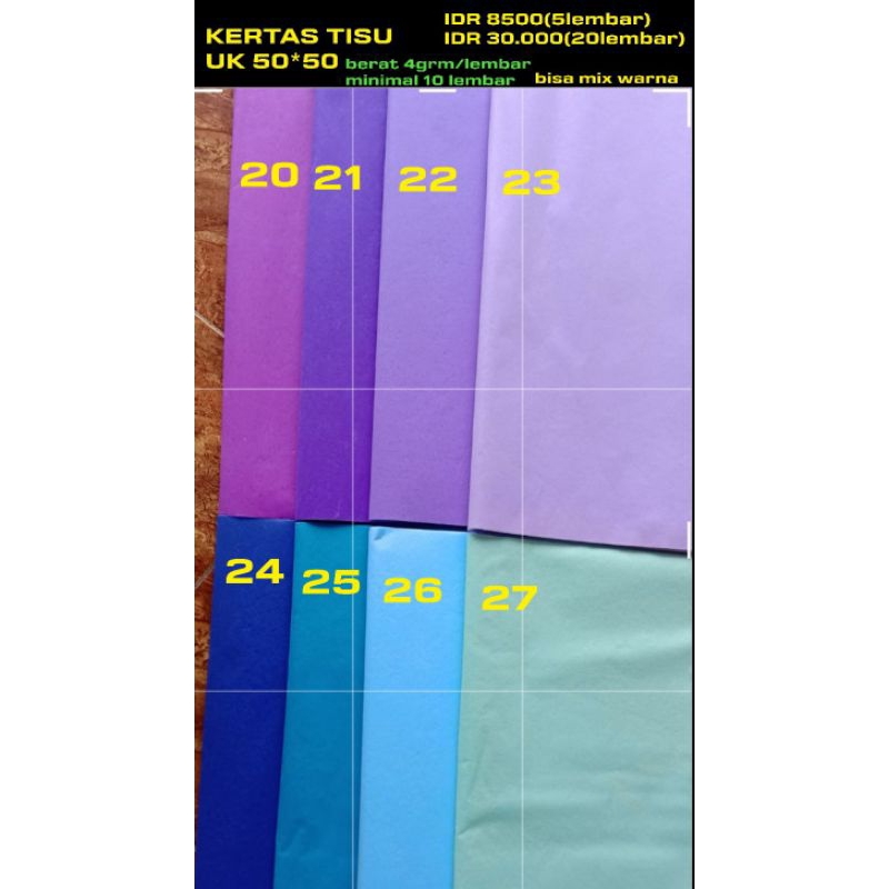 

kertas tissu buket uk 50x50 . 5 lembar 8,500