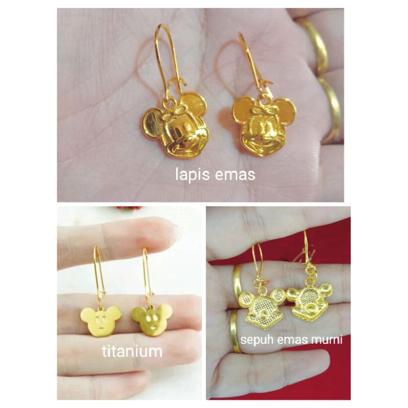 anting Mickey viral lapis emas 24k