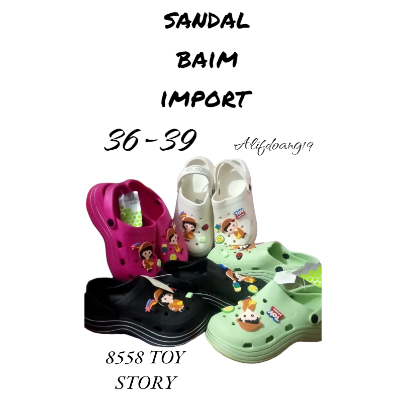 Sandal wanita baim fuji viral 8558 Toy Story Jibbitz Import 36-39