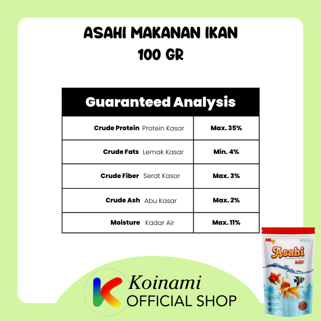 Asahi Makanan Ikan 100gr / Makanan Ikan Koki / Makanan Ikan Guppy / Makanan Ikan Komet / MS