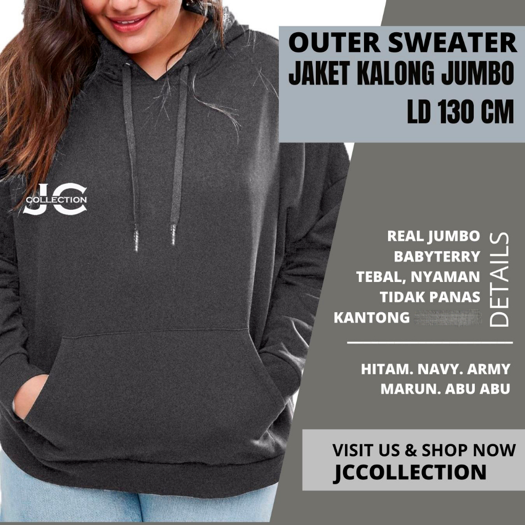 Sweater Wanita Jumbo 3XL Jeylla Variasi Hoodie - JCCollections