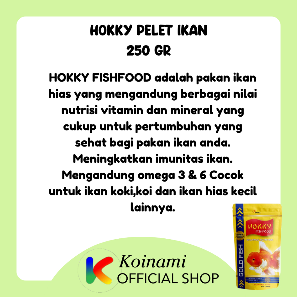 Hokky 250gr  / pelet ikan / makanan ikan koki/ aquarium / aquascape