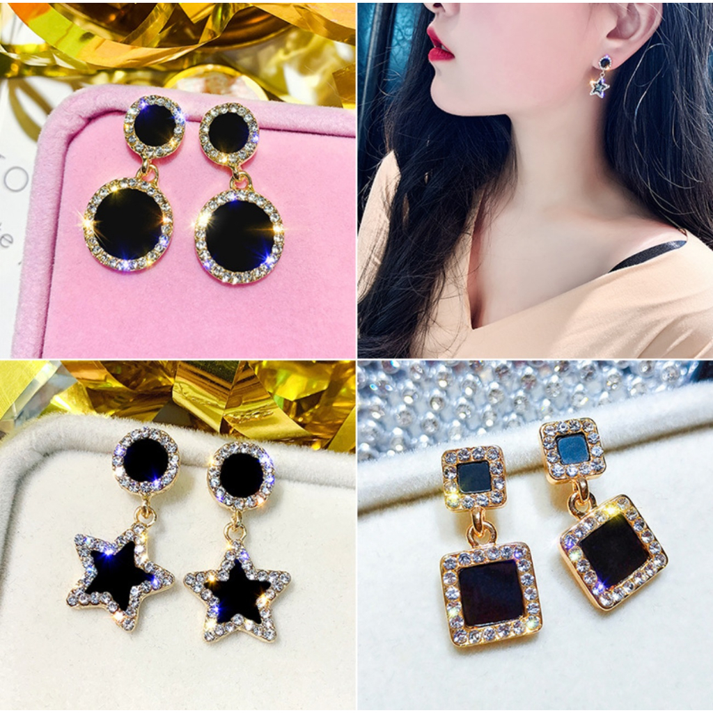 Anting Berlian HIGH QUALITY Tindik Gantung E233 SS Korea Fashion Women Earrings Giwang Cewe Wanita