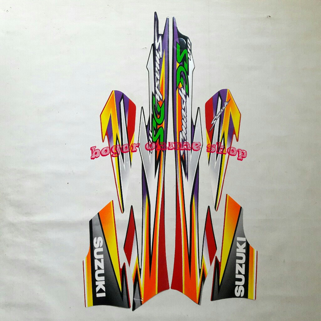 sticker striping body motor smash 110 ds hitam-merah