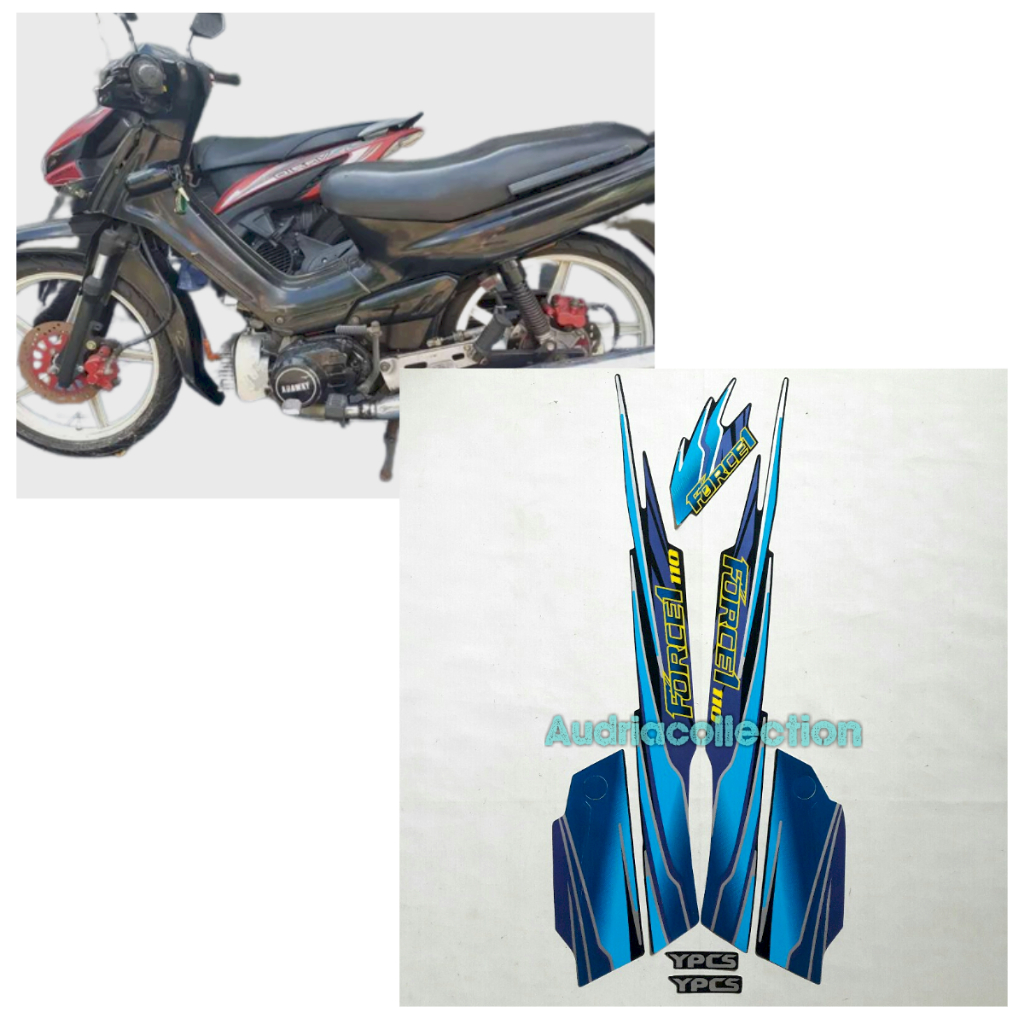 Stiker Striping Motor Yamaha Force 1 1995 Biru