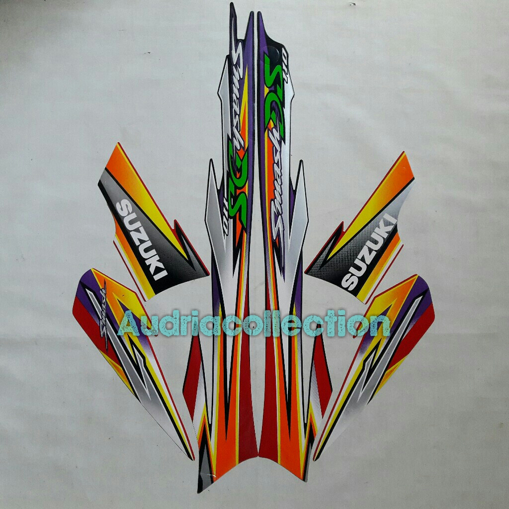 Stiker Striping Motor Suzuki Smash 110 Ds Hitam-Merah