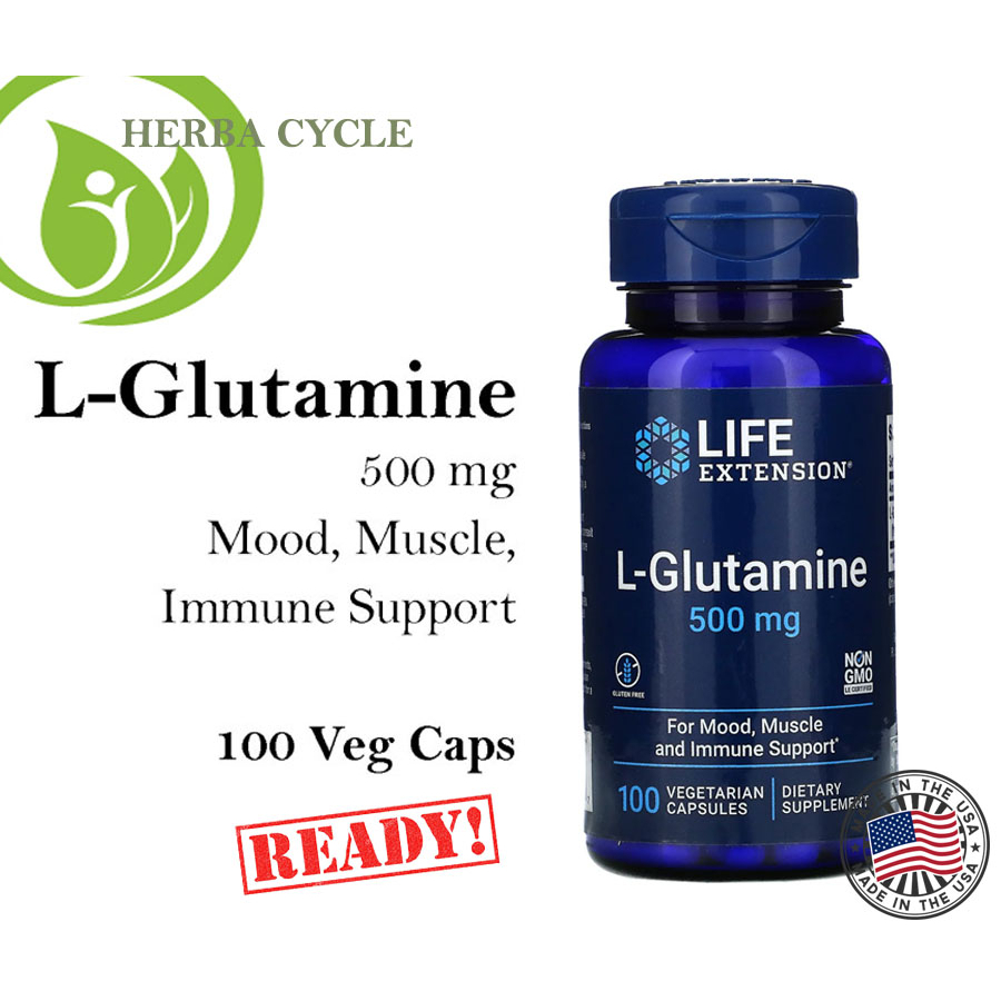 Life Extension L Glutamine 500 mg 100 Vege Cap Ori USA Life Extension Glutamine