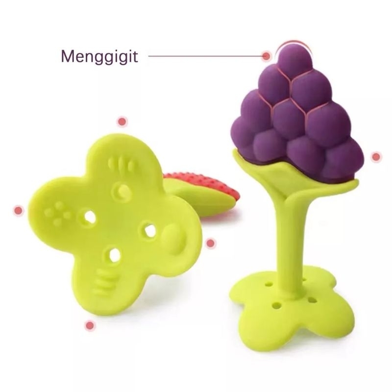 Teether Bahan Silikon Baby Fruit Teether Gigitan Bentuk Buah Bahan Slicone BPA