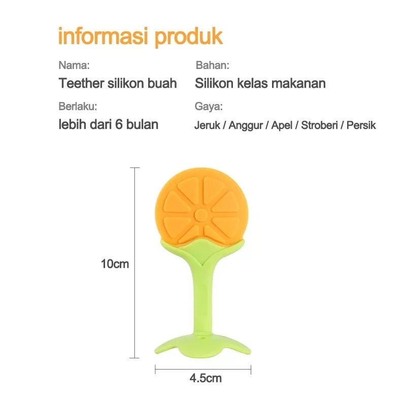 Teether Bahan Silikon Baby Fruit Teether Gigitan Bentuk Buah Bahan Slicone BPA