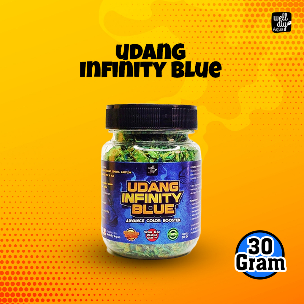 Udang Kering Blue Pakan Ikan Chana INFINITY BLUE Channa Predator Arowana Arwana Kura Kura - 30g