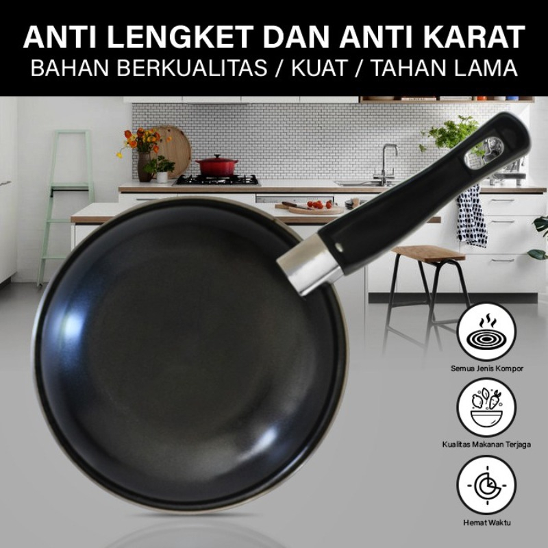 Wajan Teflon Fry Pan Set 2 Pcs Serbaguna Anti Lengket Tg-10 / Teflon Wajan / Frypan / penggoreng multifungsi