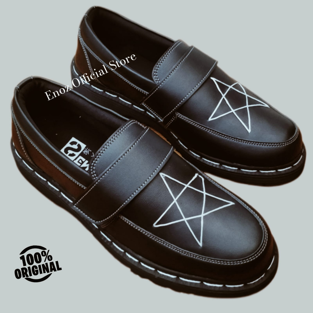 Sepatu Docmart Pria Pantofel Loafers Pria Kulit Sinthetic Kasual Formal Slip On Moccasin Hitam Slop Cowok Ori