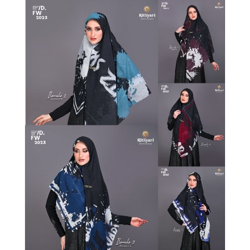 [RITZ SYARI] VOAL SYARI SEGI EMPAT / SCARF PRINTING PREMIUM " ILOMILO SCARF " by RITZ SYARI
