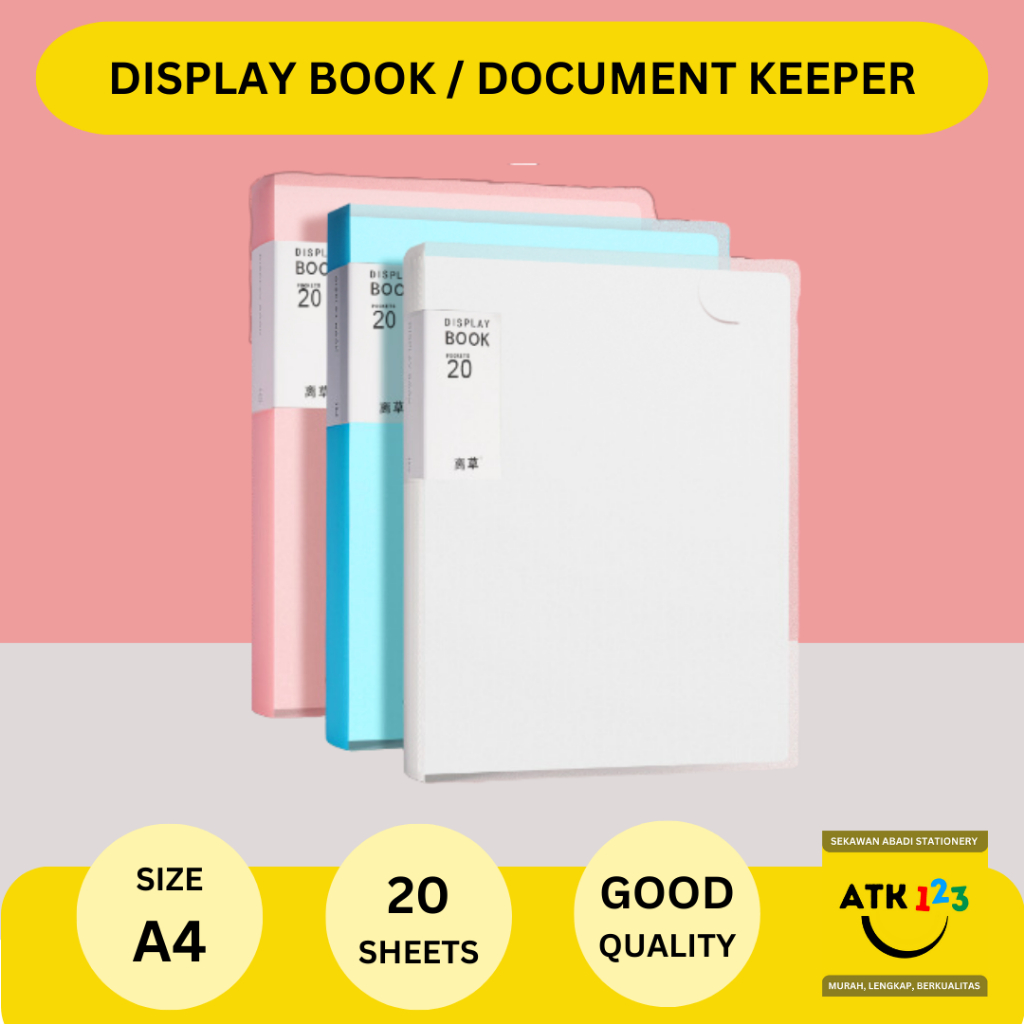 Document Keeper A4 / Clear Holder / Display Book 20 Lembar Pocket Pastel